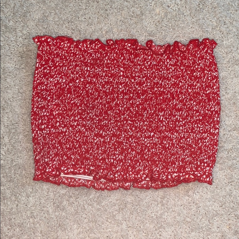 Red and White cropped tube top